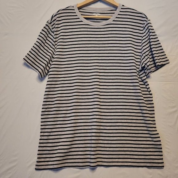 Old Navy Black White Striped T-Shirt Plush Knit Tee Top Size M - Picture 2 of 9
